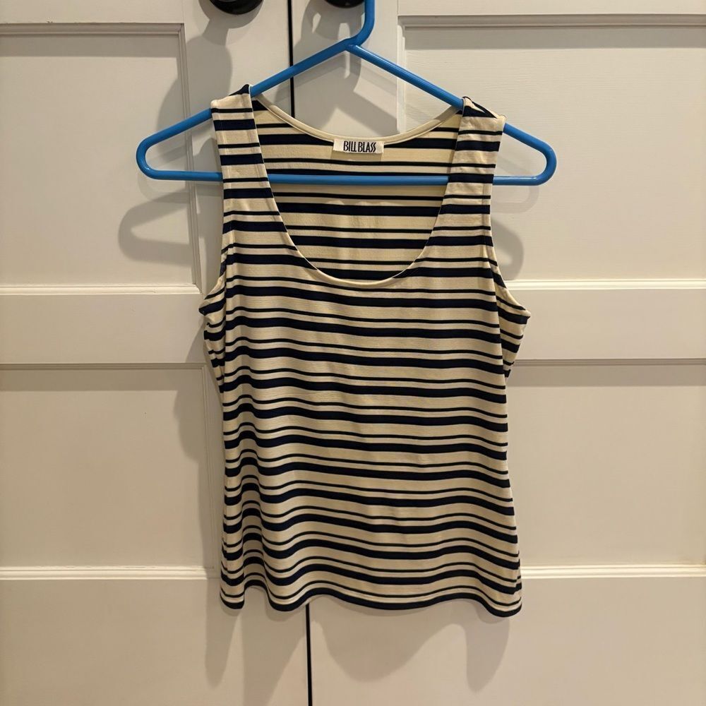 Bill Blass Women's Striped Tank Top - Black and Cream